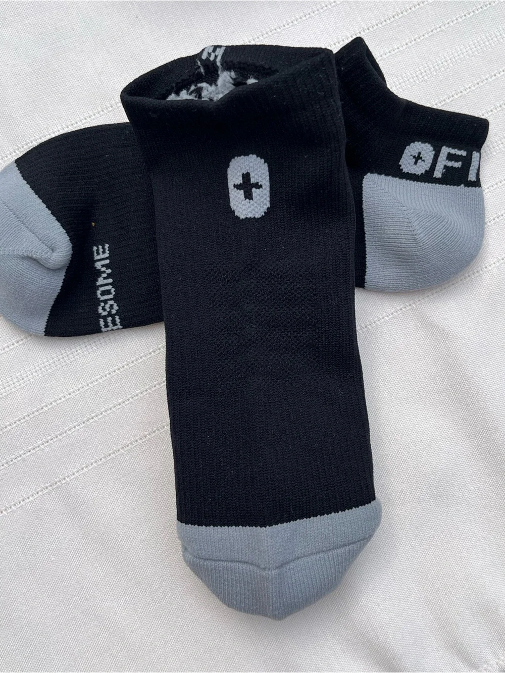 Figs Black Ankle Socks with Gray Heel and Toe